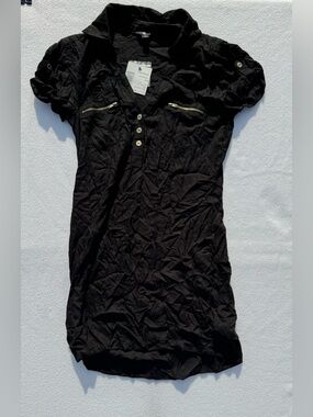 G By Guess Candice Shirt Dress Jet Black Sz XS Brand New w Tags! (Read)